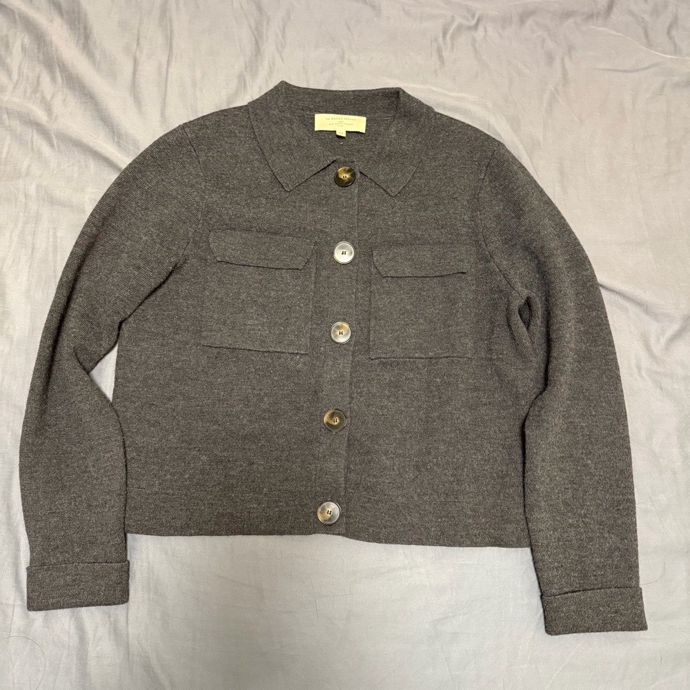 Sezane Betty Cardigan XS Charcoal Grey
